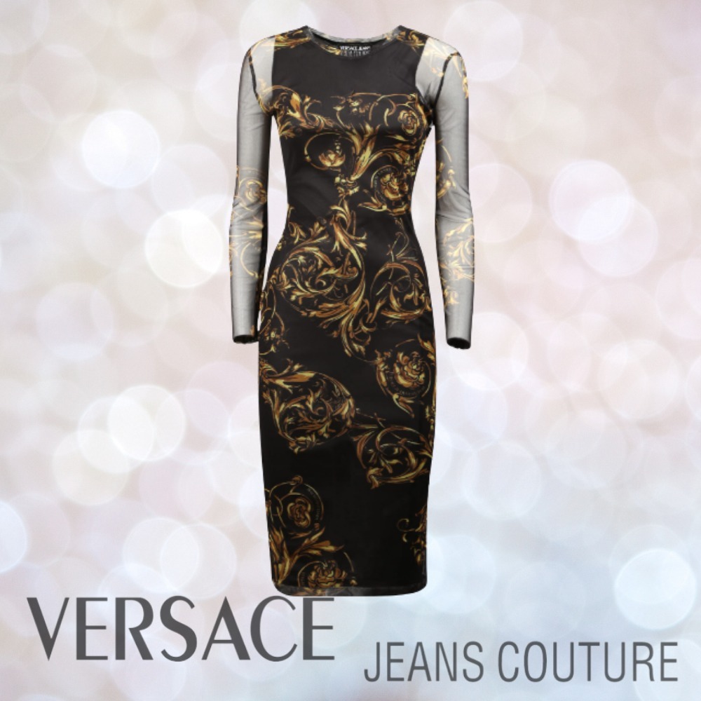 残り僅か！VERSACE JEANS COUTURE バロック柄 ワンピースドレス