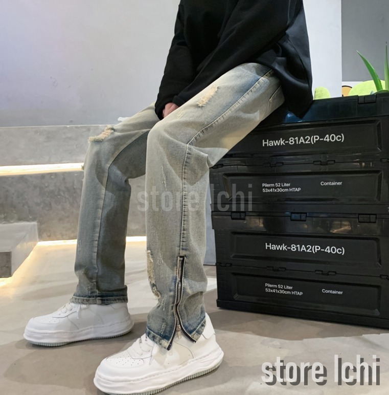 メンズ デニムパンツ 穴あき 破れ フリンジ ダメージ加工 x8389 メンズ デニムパンツ ダメージ加工 フリンジ 破れ 穴あき x0332