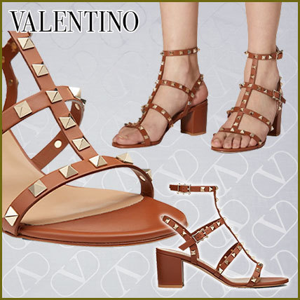 感謝の声続々! VALENTINO サンダル ロックスタッド カーフ ストラップ付き 60MM サンダル・ミュール 感謝の声続々! VALENTINO サンダル ロックスタッド カーフ ストラップ付き 60MM サンダル・ミュール