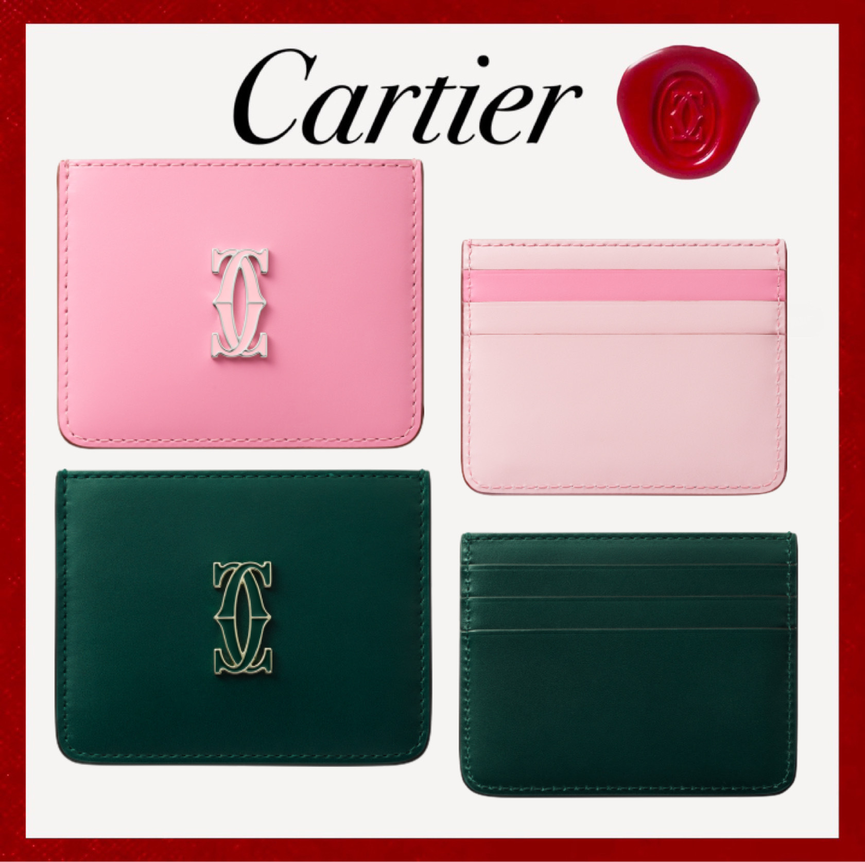 買い物 □Cartier シンプルカードホルダー ドゥーブルC ドゥ