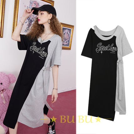 ELF SACK Dresses Short Casual Style Blended Fabrics Cotton Short Sleeves