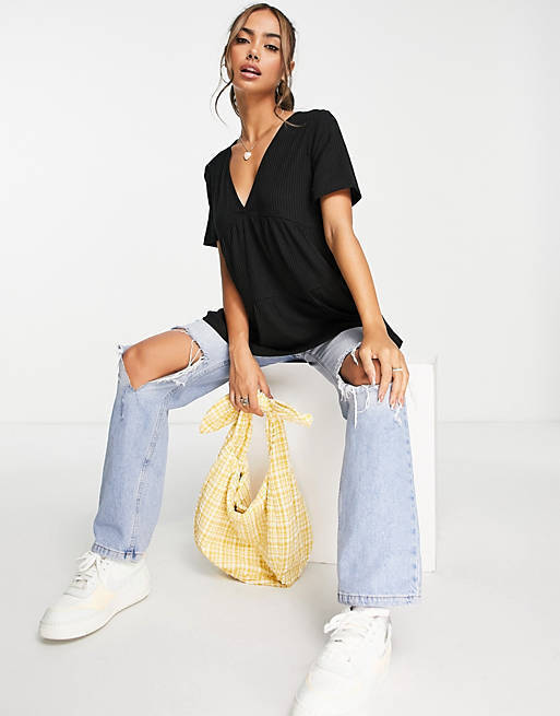 ASOS Tシャツ・カットソー ★ASOS★ DESIGN Vネックリブスモックトップ(3)