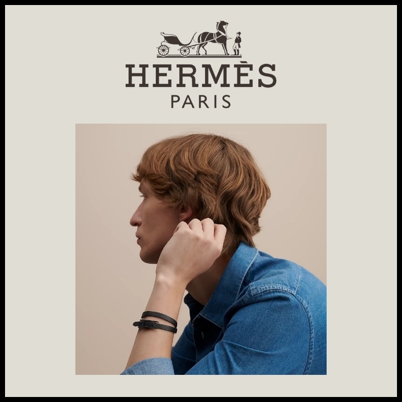 Hermes★大人気のカーフスキン製ブラックダブルブレスレット黒 Hermes Clic HH So Black Bracelet In Noir Matte | myGemma