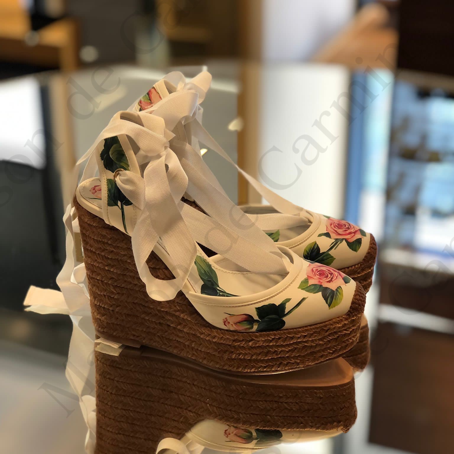 Dolce & Gabbana ローズ オープントゥ ウェッジ サンダル