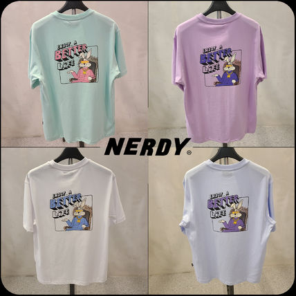 NERDY Tシャツ・カットソー [ NERDY ]★韓国大人気★Back Rabbit 1/2 Sleeve T-shirt