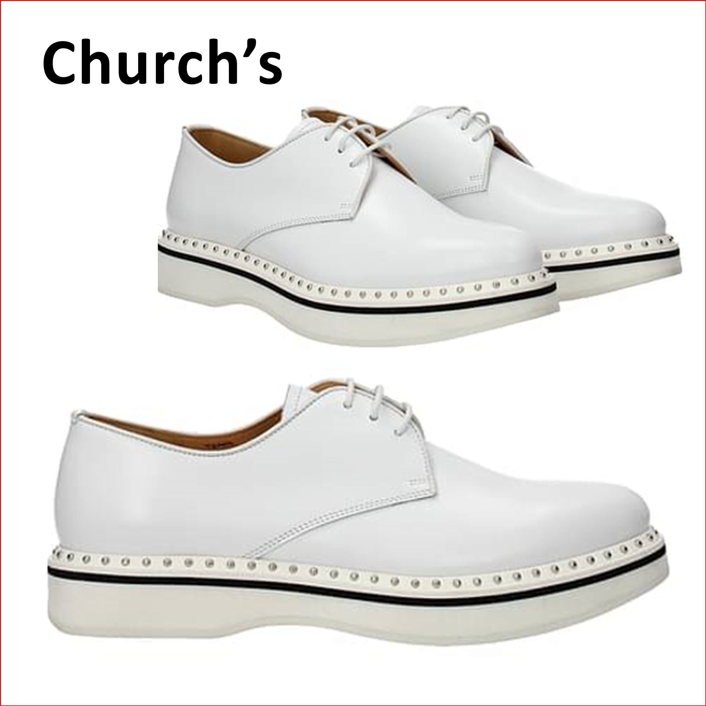 Church's チャーチ レースアップ シューズ スタッズ レザー 白 (Church's/ローファー・オックスフォード) 82189165【BUYMA】 Church's チャーチ レースアップ シューズ スタッズ レザー 白 (Church's/ローファー・オックスフォード) 82189165【BUYMA】