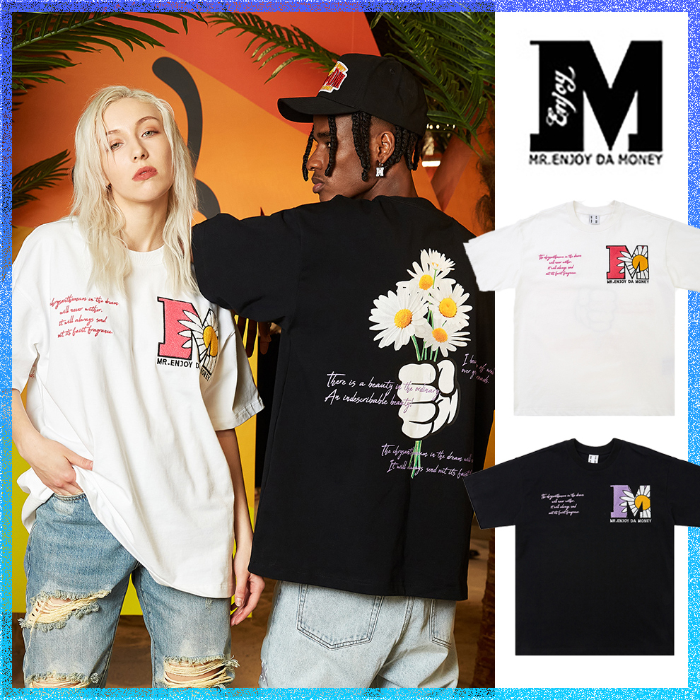 MEDM 半袖Tシャツ ヒナギクプリント 大人気 ロゴ 男女兼用
