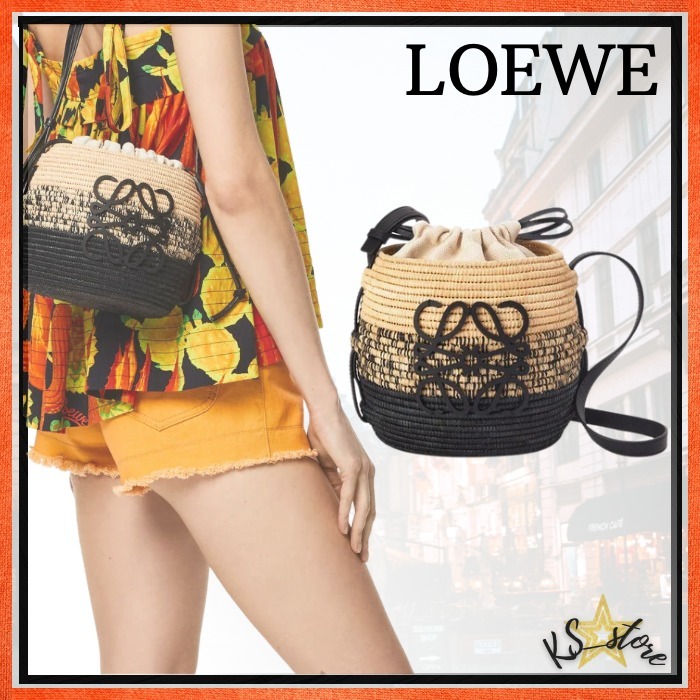 変更OK ロエベ LOEWE ビーハイブ バスケットバッグ (ラフィア&カーフ