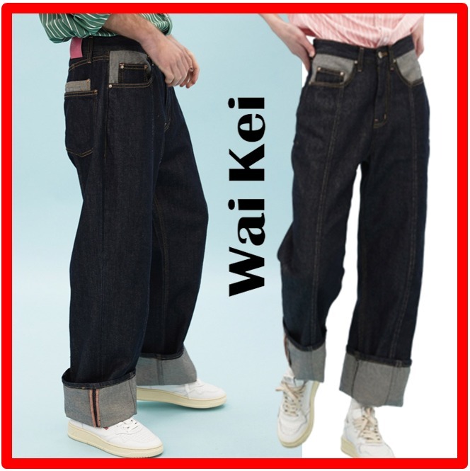 ☆【WAI KEI】☆Pink stitch rollup denim pant.s☆関税込☆