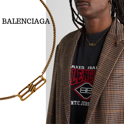 【22SS】BALENCIAGA ネックレス BB ロゴ チェーン ゴールド