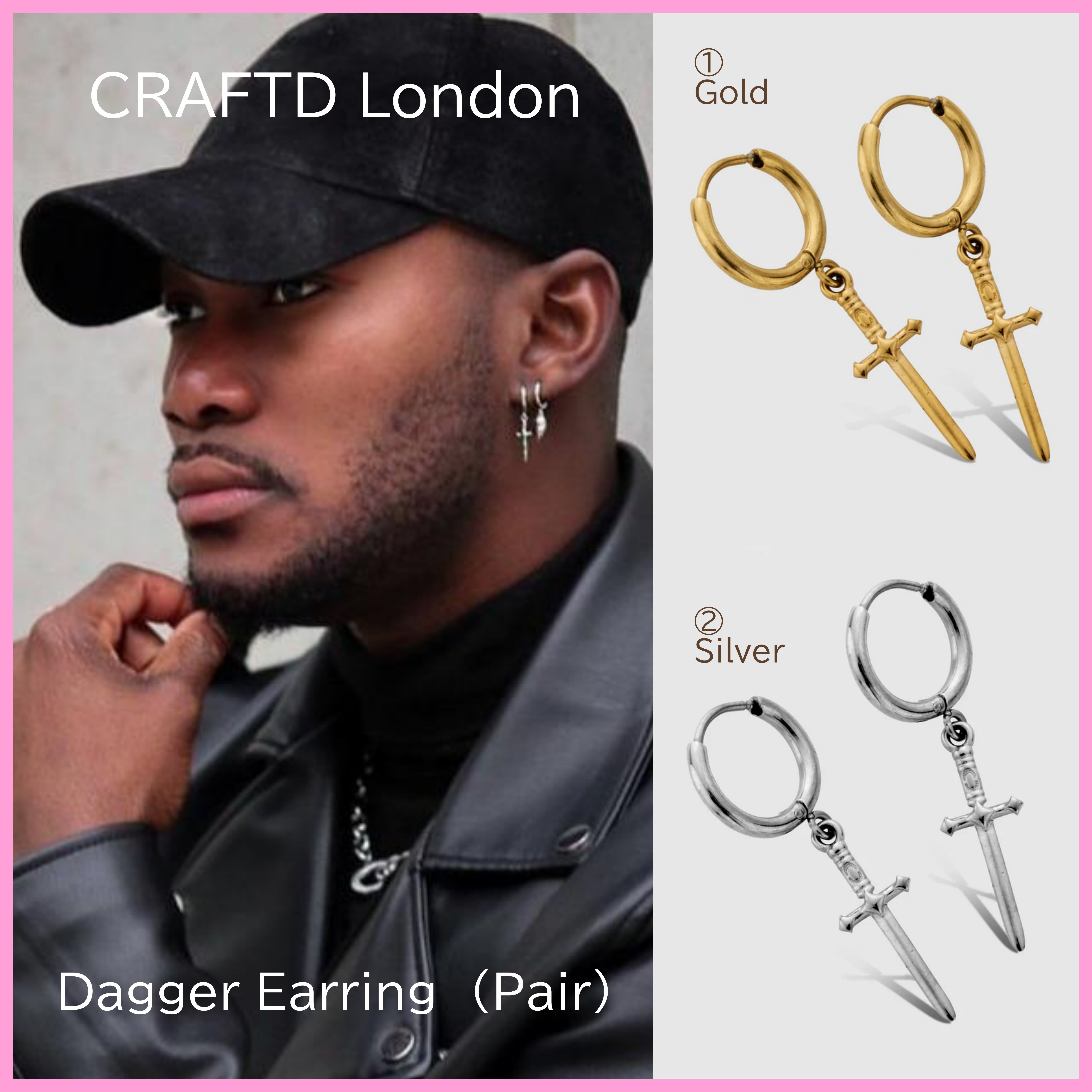 送税込【CRAFTD London】Dagger Earring ピアス Pair (2色) 国発