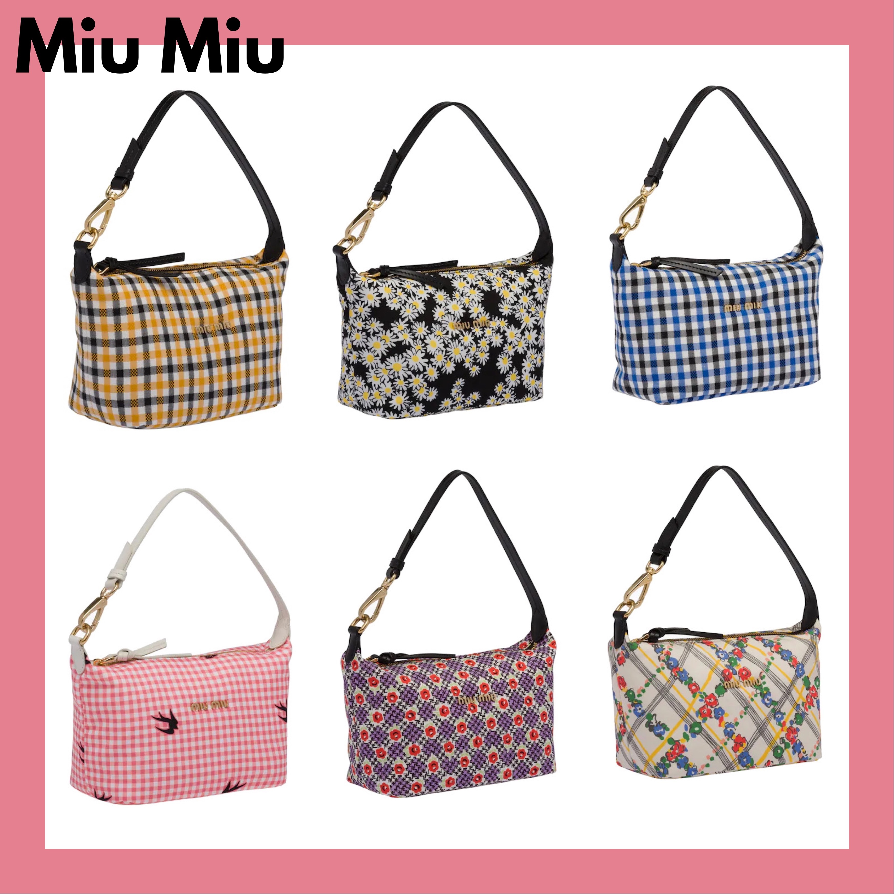 2021年春の 【直営店買付】MIU MIU プリントファブリック ミニバッグ ハンドバッグ 2021年春の 【直営店買付】MIU MIU プリントファブリック ミニバッグ ハンドバッグ