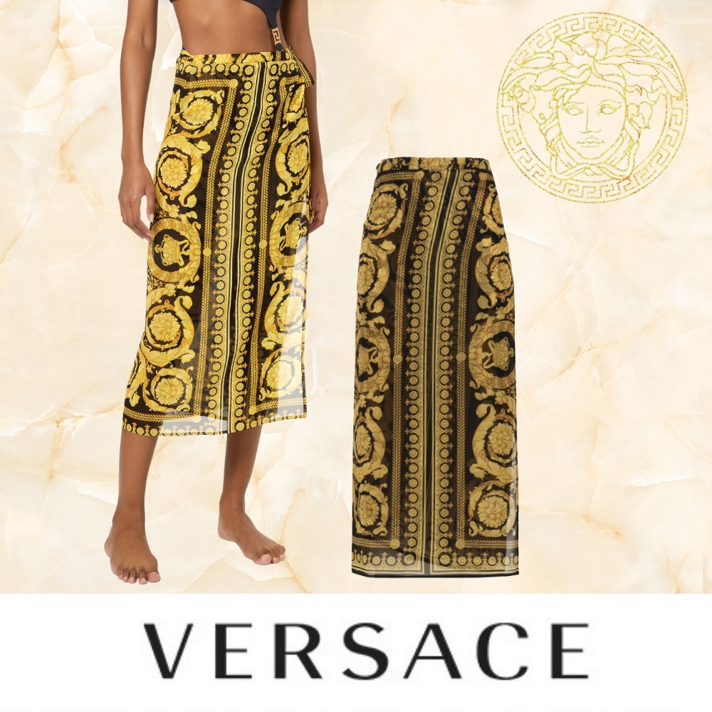 VERSACE バロックプリント シルクパレオ サロン ビーチウェア