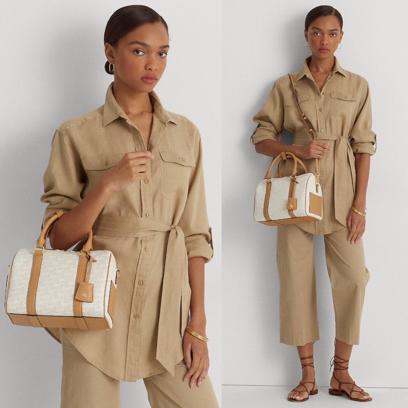 Ralph Lauren ショルダーバッグ・ポシェット 【Ralph Lauren】Monogram Jacquard Medium Kaden Satchel♪2WAY(8)