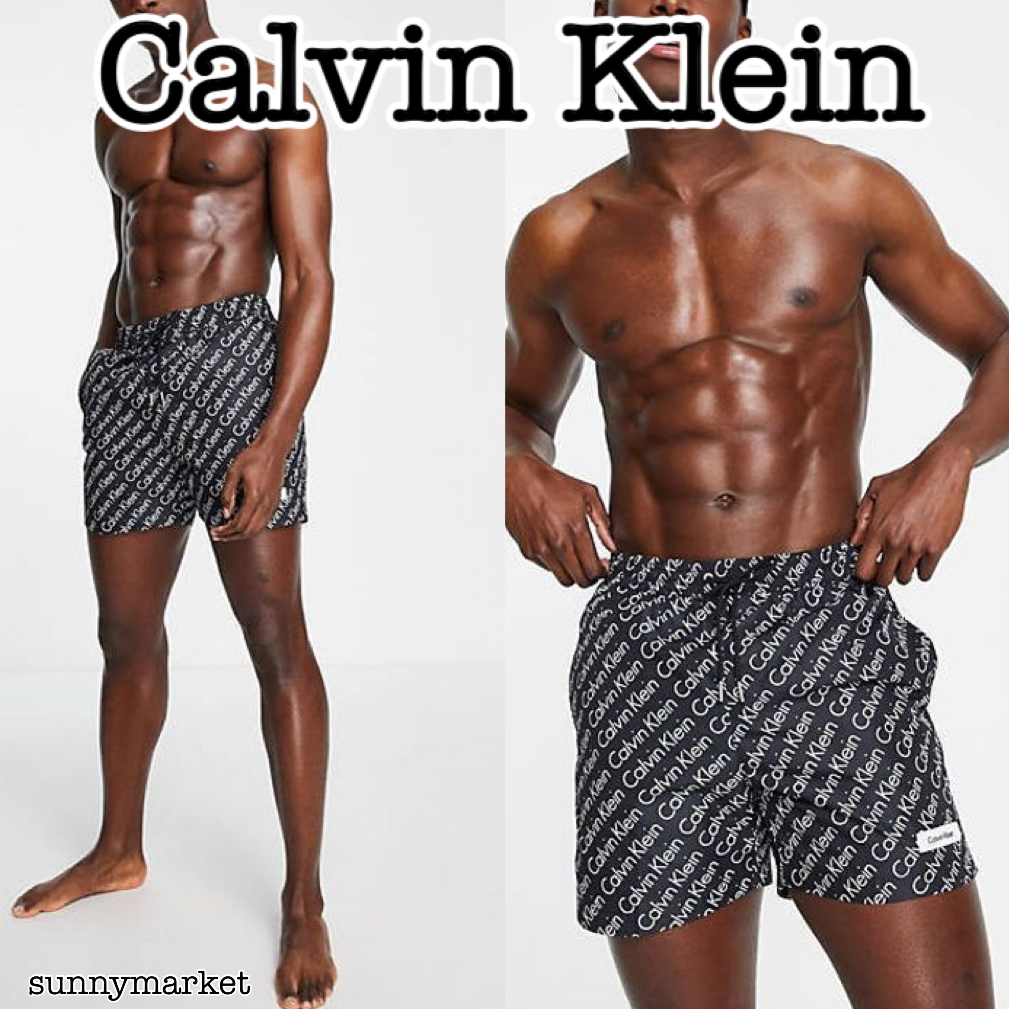 *Calvin Klein* モノグラム ロゴ スイムショーツ 水着 送関込 【現金特価】