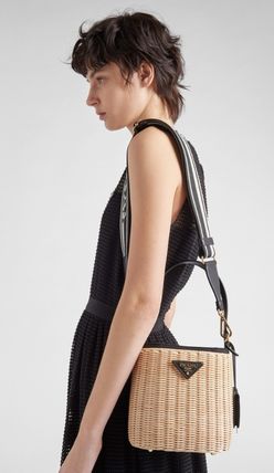 【PRADA】プラダ*キャンバス&ウィッカー バケットバッグ