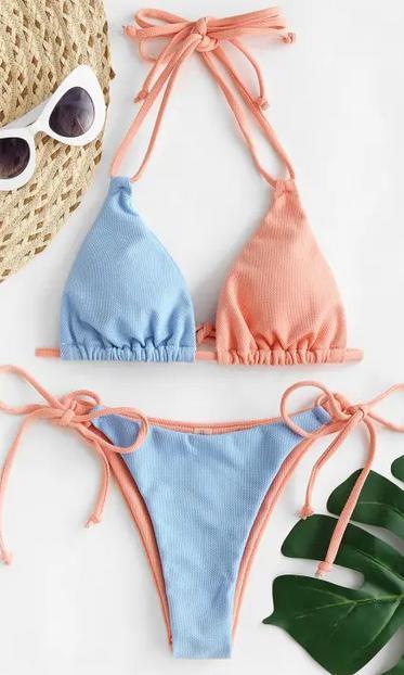 ZAFUL ビキニ ZAFUL◆カラーブロック ホルターネック ストリング ビキニ 水着(4)