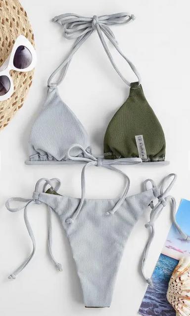 ZAFUL ビキニ ZAFUL◆カラーブロック ホルターネック ストリング ビキニ 水着(14)