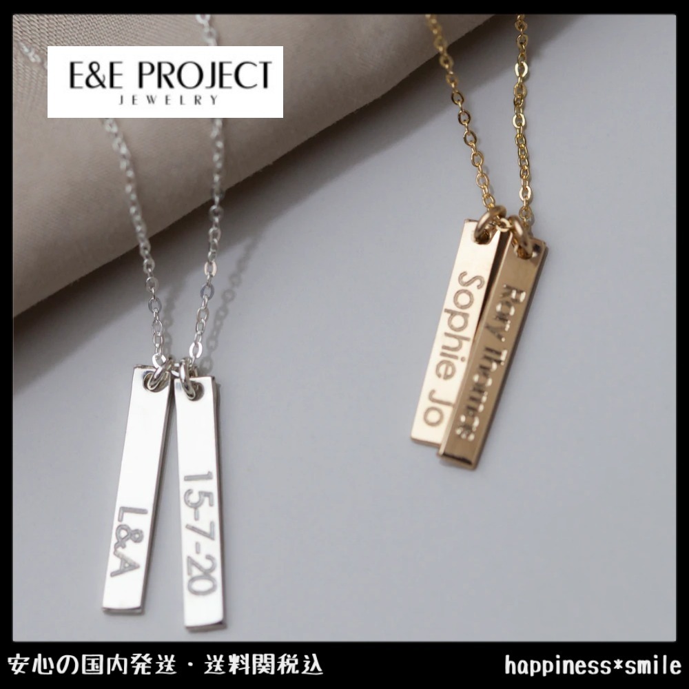 E and E /カスタム可/Vertical Mini Tagミニバーネックレス