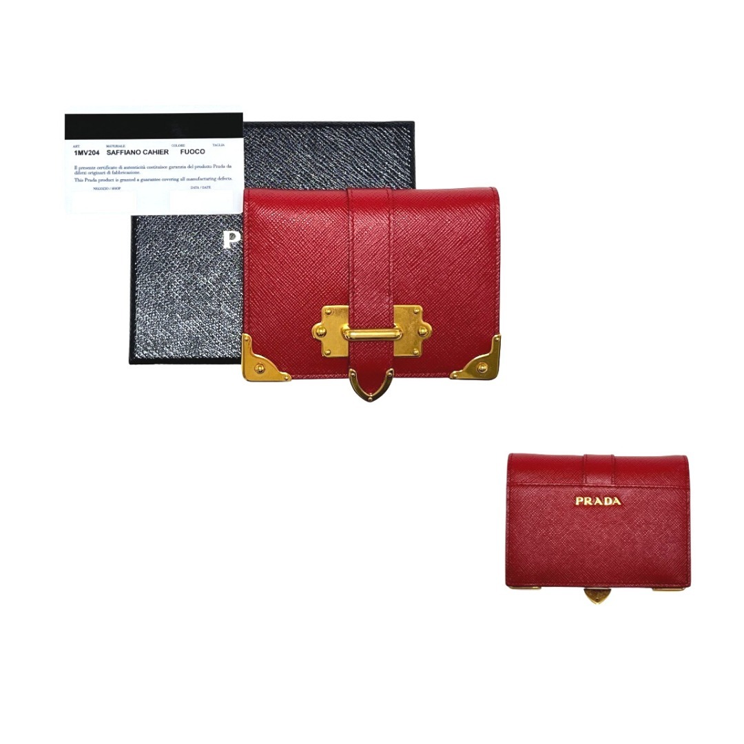 割引価格 プラダ☆国内即発☆二つ折り財布☆赤☆PRADA☆ミニ財布☆限定 ...