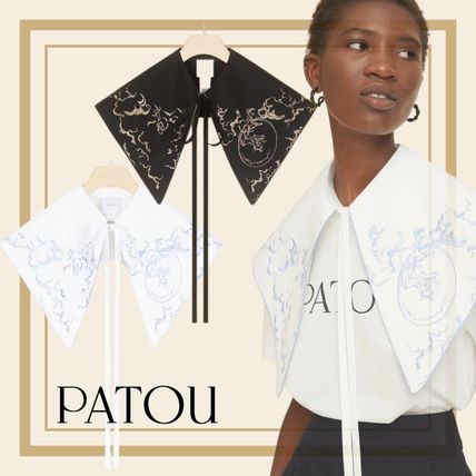 PATOU Collars Casual Style Cotton Party Style Elegant Style Logo Collars