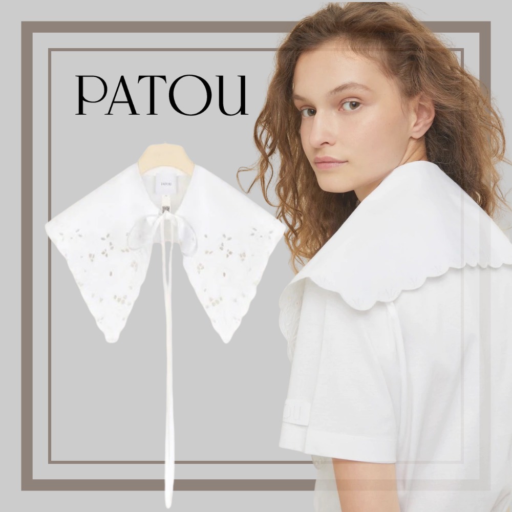 ◆関税込◆PATOUオーガニックコットン刺繍入りポプリンカラー 襟