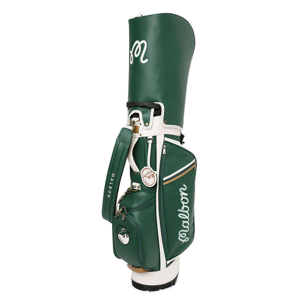 Malbon Golf] バケットスタンドバッグWHITE&BLACK&GREEN ☆ ゴルフ