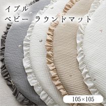 韓国イブル 105cm 円形プレイマット キルティング 刺繍 中綿2つ