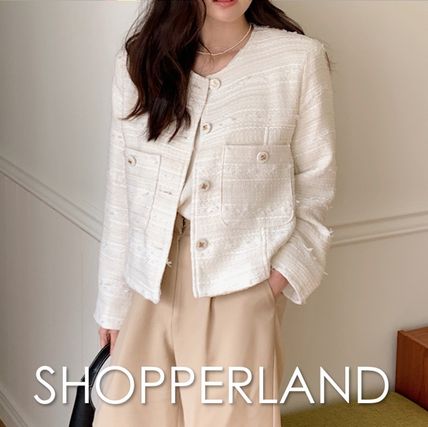 SHOPPERLAND More Jackets Short Casual Style Tweed Plain Party Style Office Style