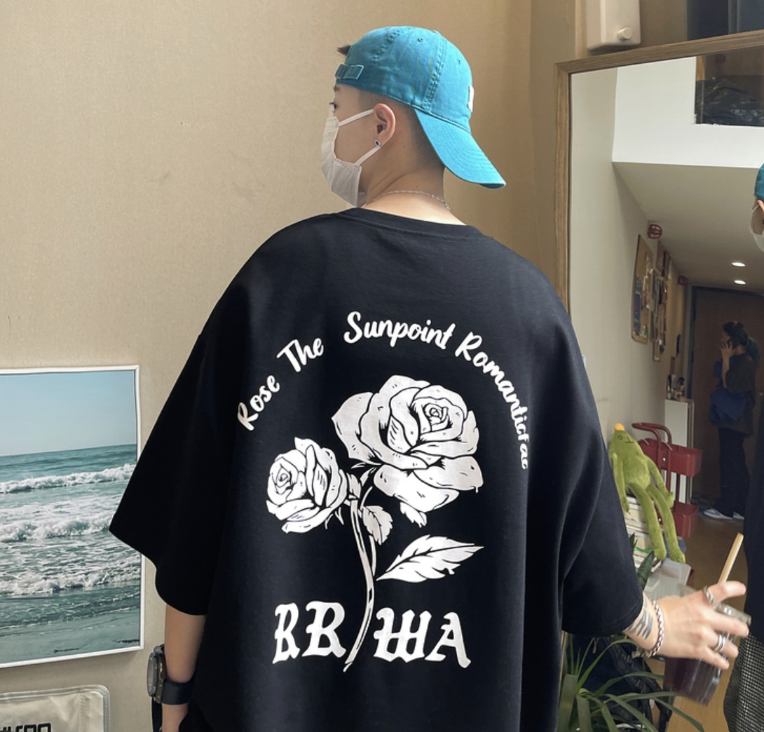 【保証書付】 送料無料 花柄 バラ ストリート プリント 半袖Tシャツ Tシャツ・カットソー 【保証書付】 送料無料 花柄 バラ ストリート プリント 半袖Tシャツ Tシャツ・カットソー