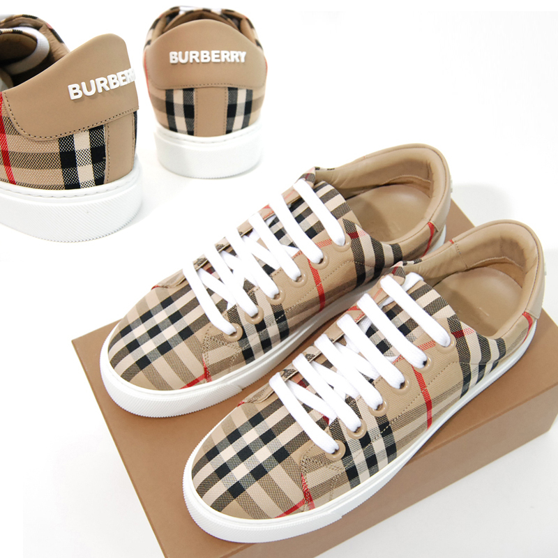 関税負担なしBurberry ヴィンテージチェック＆レザー スニーカー