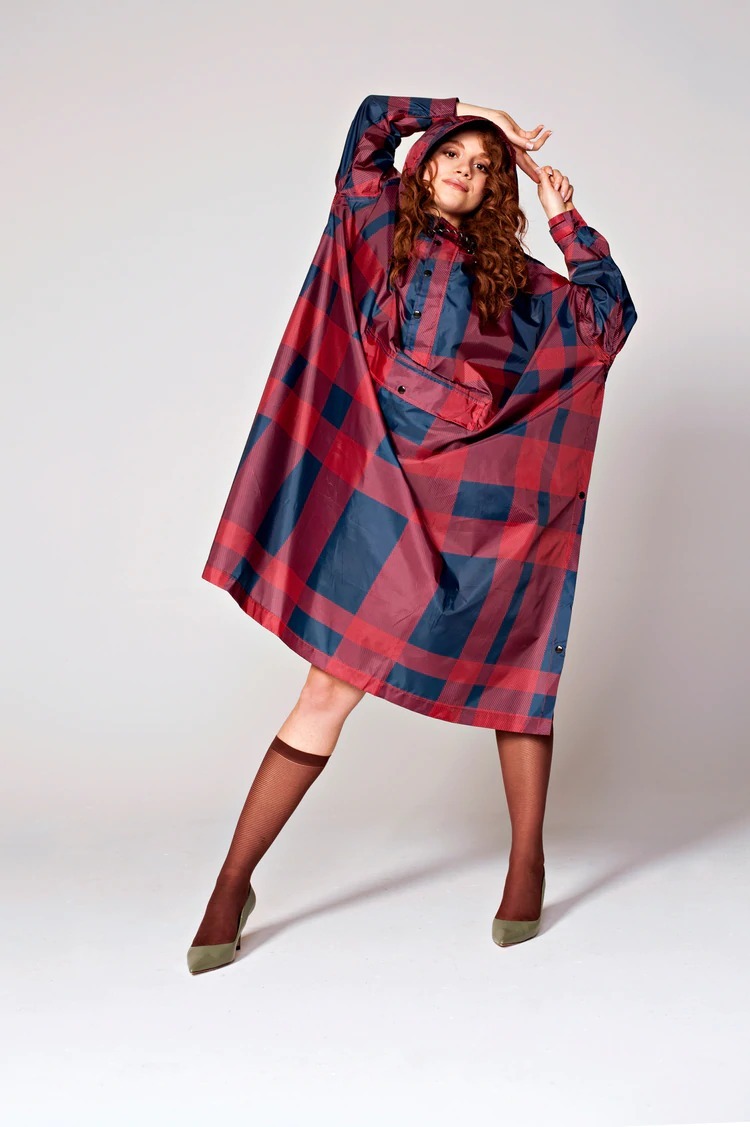 “RAINKISS” RAIN PONCHO JASPER Red/Blue