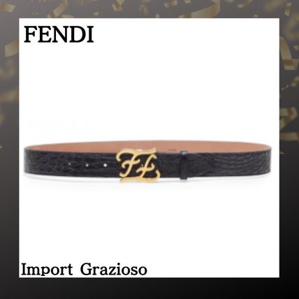 フェンディ FENDI ベルト ゴールドバックル ブラックベルト メンズ