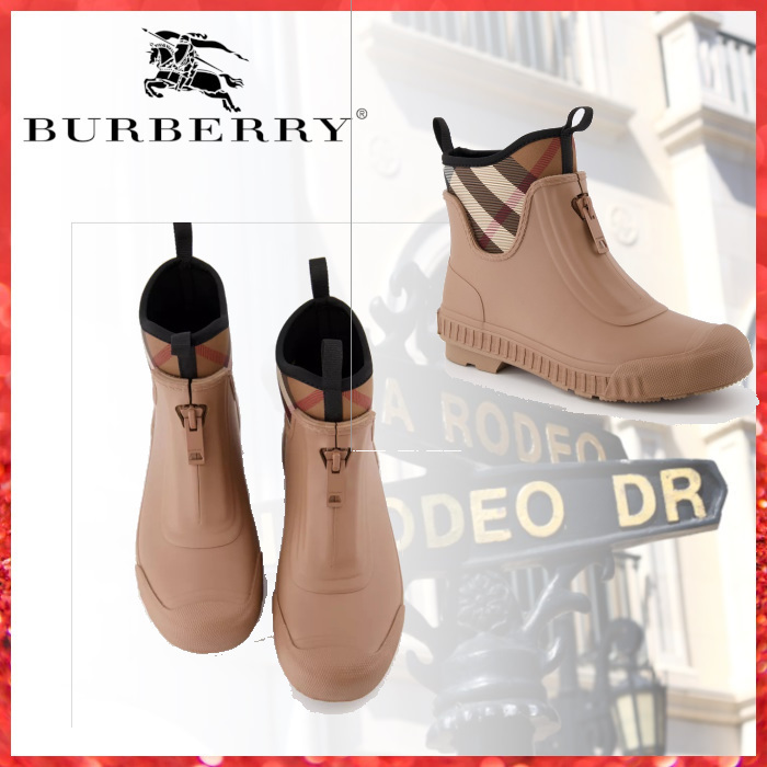 Burberry チェック柄 ロングレインブーツ - メルカリ