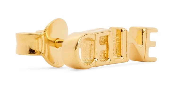 CELINE ピアス 【人気】CELINE セリーヌ タイポ スタッド シングル ピアス Gold(2)