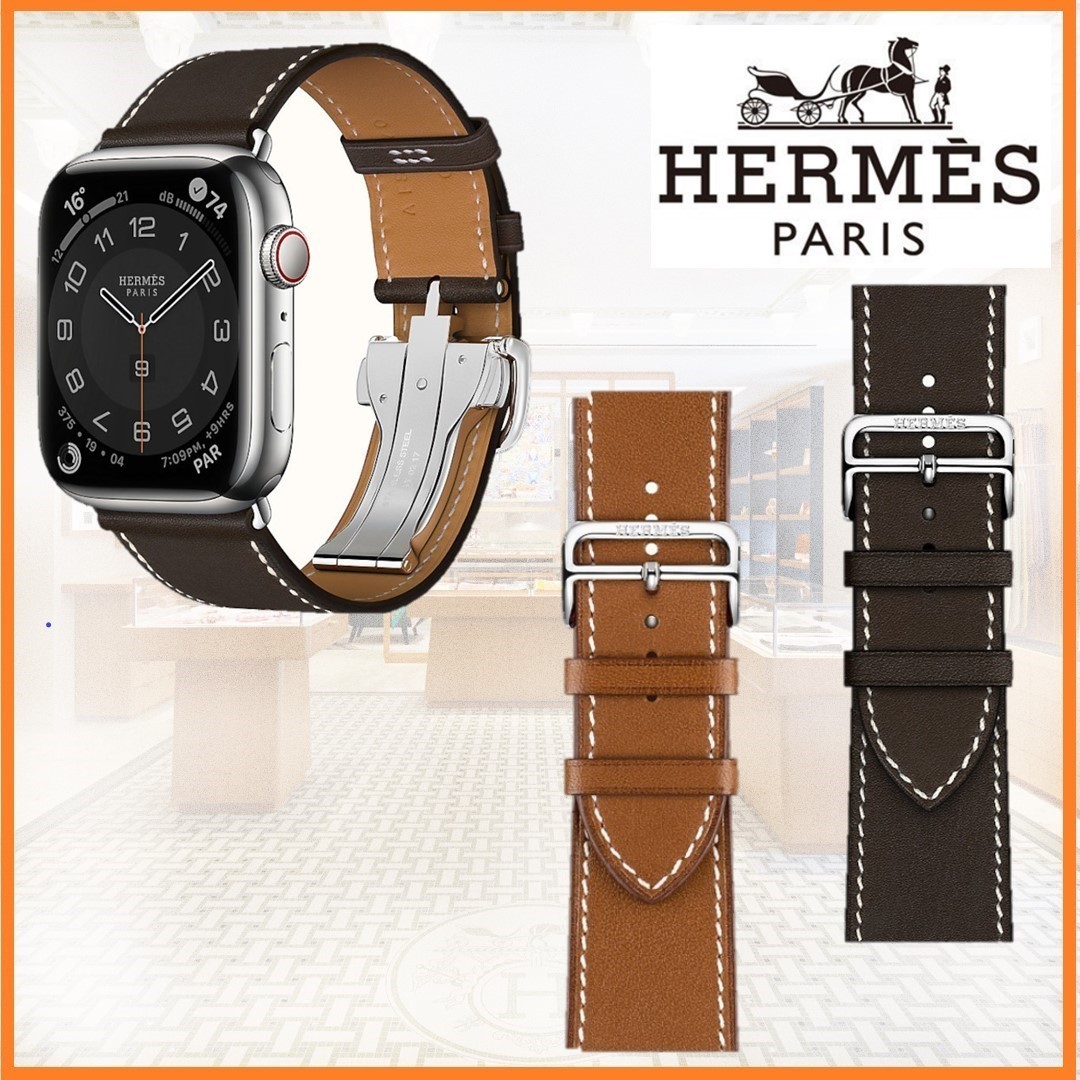 2022年最新春物 Apple Watch Hermes ブラック レザーバンド 45mm 未