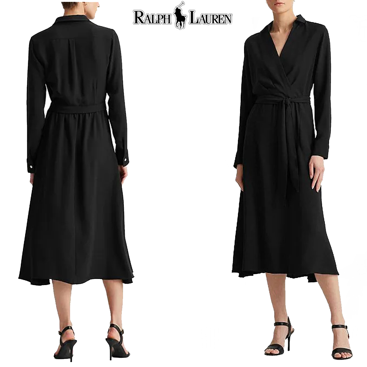 人気 ! Ralph Lauren Women's Surplice Georgette Midi Dress