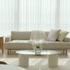 CERESHOME 机・テーブル リアン楕円形ガラスソファーホワイトラウンドテーブル(10)