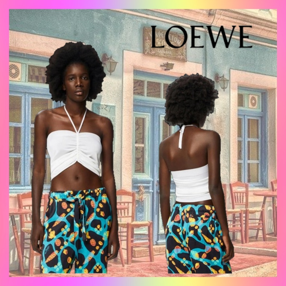 【LOEWE】関税込 ホルターネック トップス White色 【LOEWE】関税込 ホルターネック トップス White色