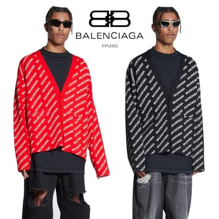 BALENCIAGA Cardigans Men's mini allover logo cardigan in black