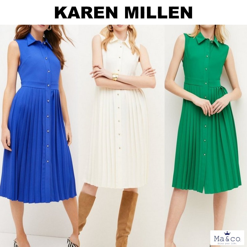 【超お買い得!】 KAREN MILLEN◇ソフトテーラードノースリーブシャツドレス ワンピース 【超お買い得!】 KAREN MILLEN◇ソフトテーラードノースリーブシャツドレス ワンピース