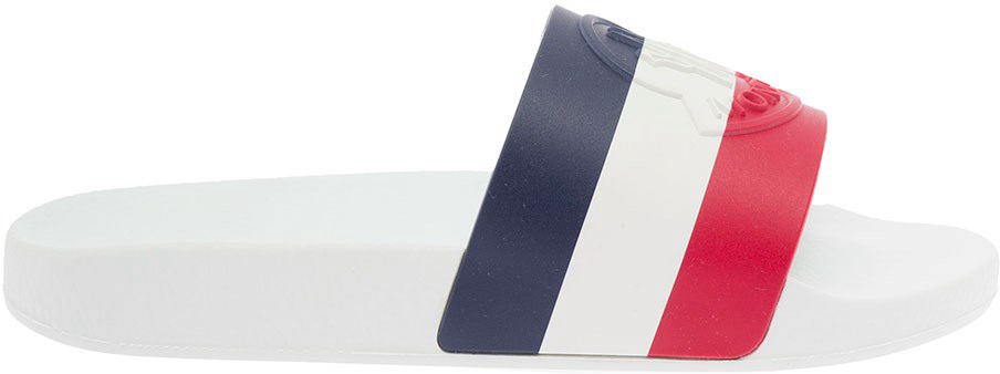 国内初の直営店MONCLER◇Moncler Men's Basile Rubber Sandals with 日本購入サイト 24cm MONCLER BASILE ロゴ スライドサンダル ホワイト サンダル