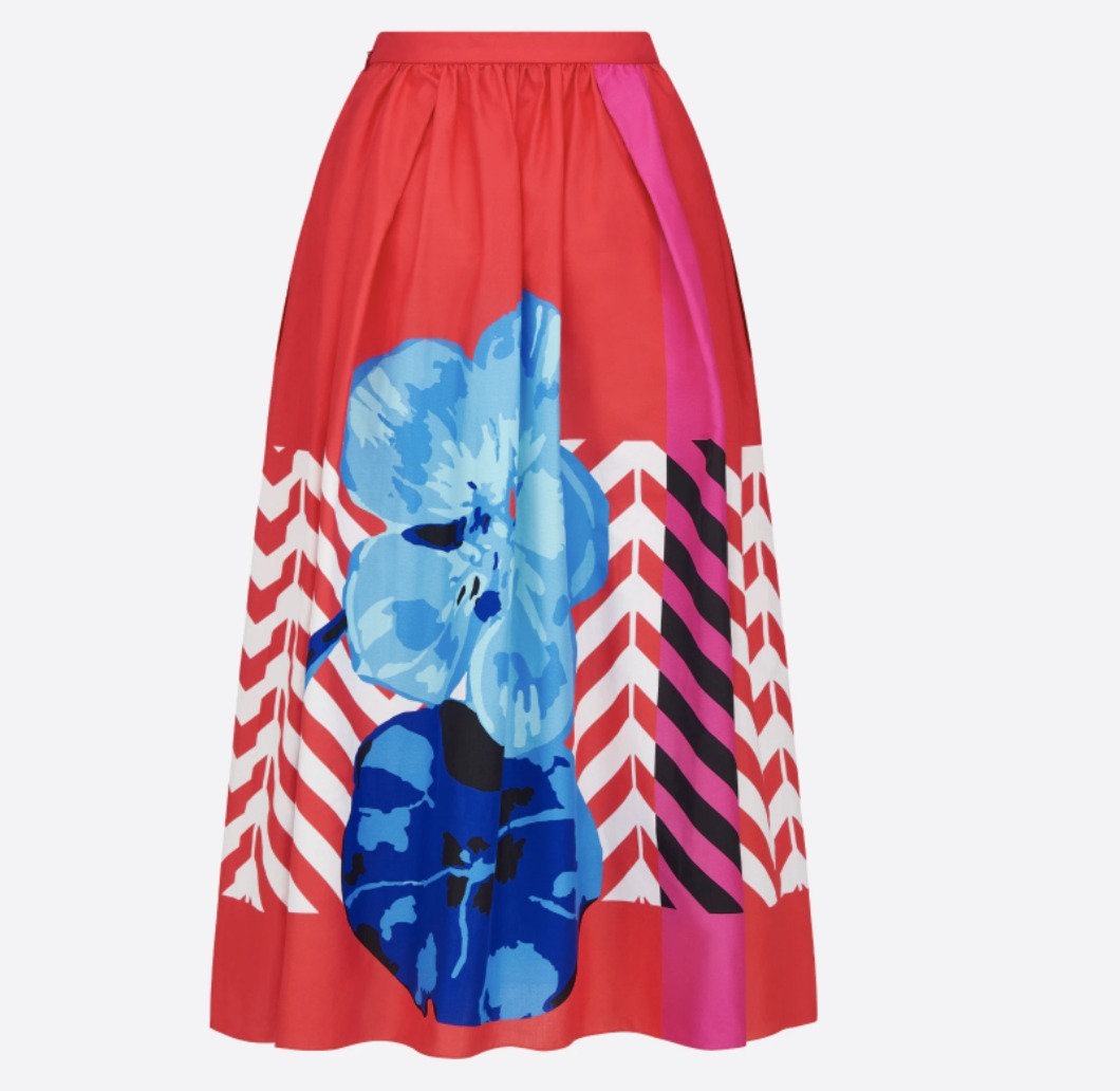 Dior スカート MID-LENGTH PLEATED SKIRT D-Flower Pop cotton poplin(2)
