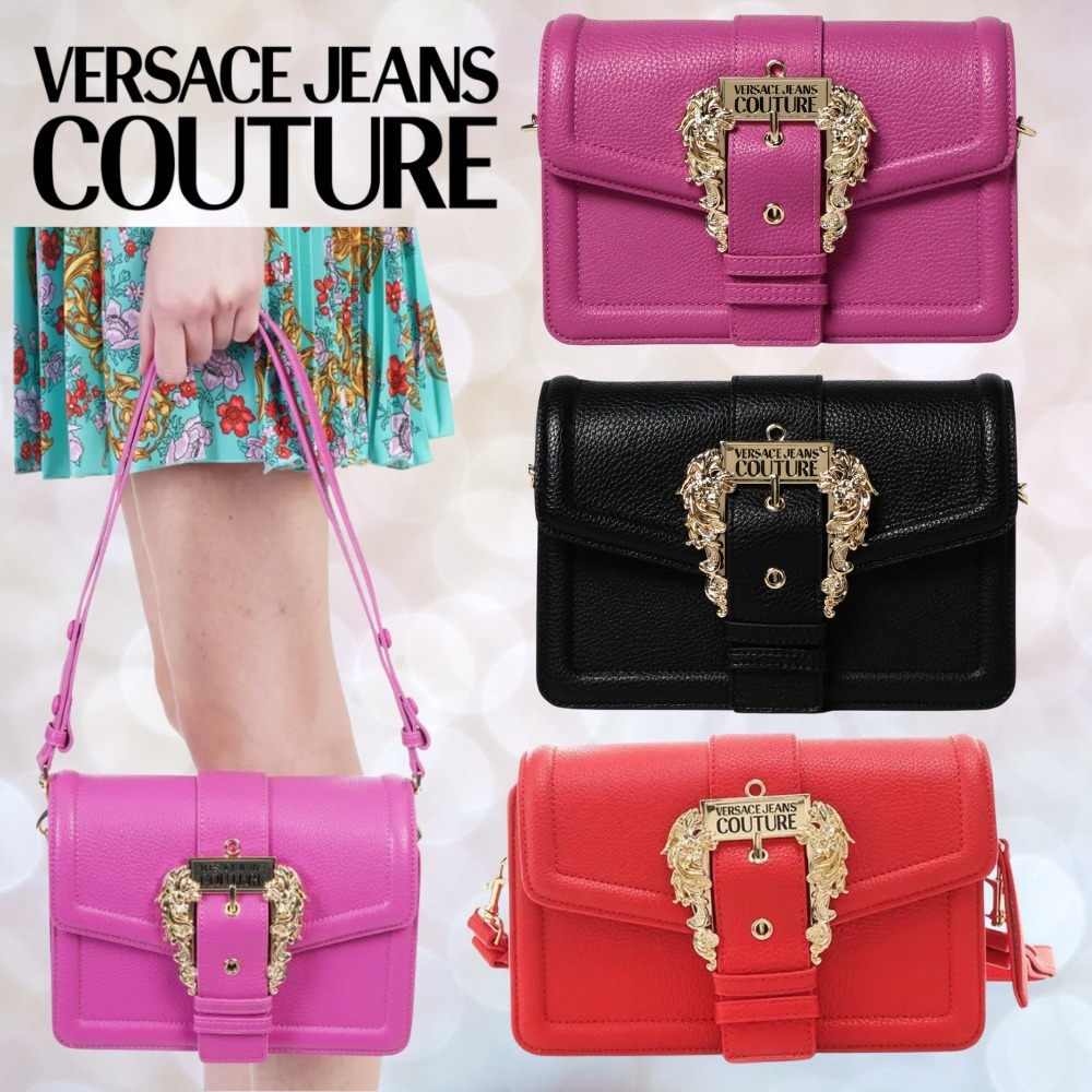 VERSACE JEANS COUTURE ロゴバックルデザイン ショルダーバッグ