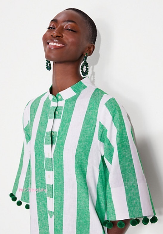 kate spade new york ワンピース 【kate spade】可愛いポンポン袖★awning stripe pom pom tunic(4)
