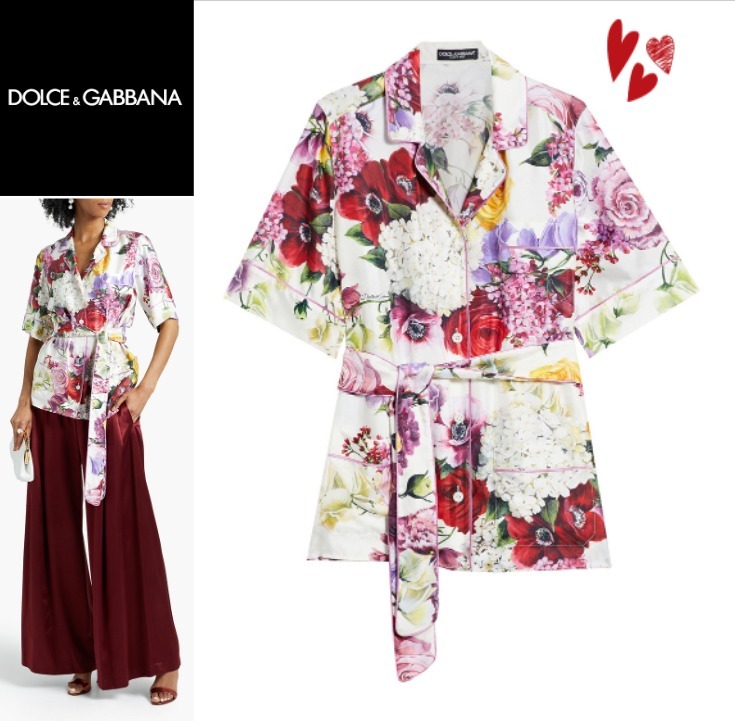 【最安値】 一目惚れ/ DOLCE&GABBANA Belted floral-print silk-twill top ブラウス・シャツ 【最安値】 一目惚れ/ DOLCE&GABBANA Belted floral-print silk-twill top ブラウス・シャツ