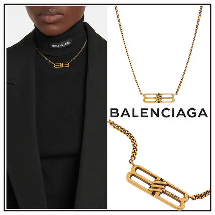 BALENCIAGA☆ ブラス ロゴ入り Silver Skate Necklace メンズ www