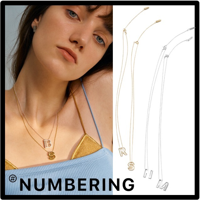 ★送料・関税込★Numbering★OUTLINE INITIAL NECKLACE #7700★