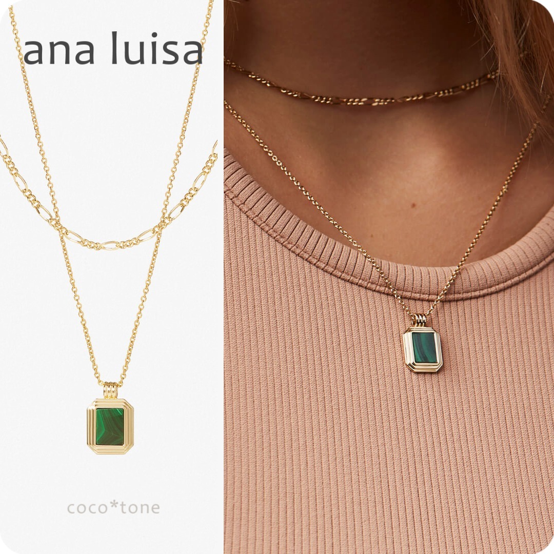 ana luisa◆マラカイト石レイヤードネックレスセット＊TEMPLE