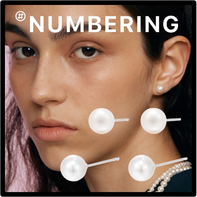 ★送料・関税込★Numbering★PEARL STUD EARRING / 8mm #9101★